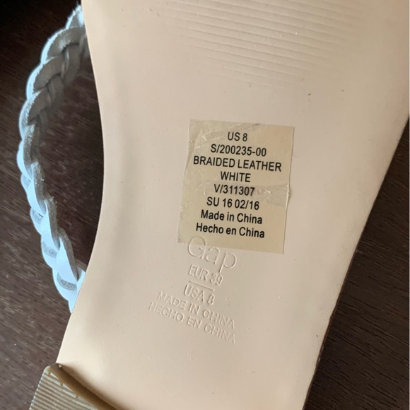 GAP Women’s Braided Leather Thong Sandals 8 Brown and White Like New Chanclas - Picture 6 of 7